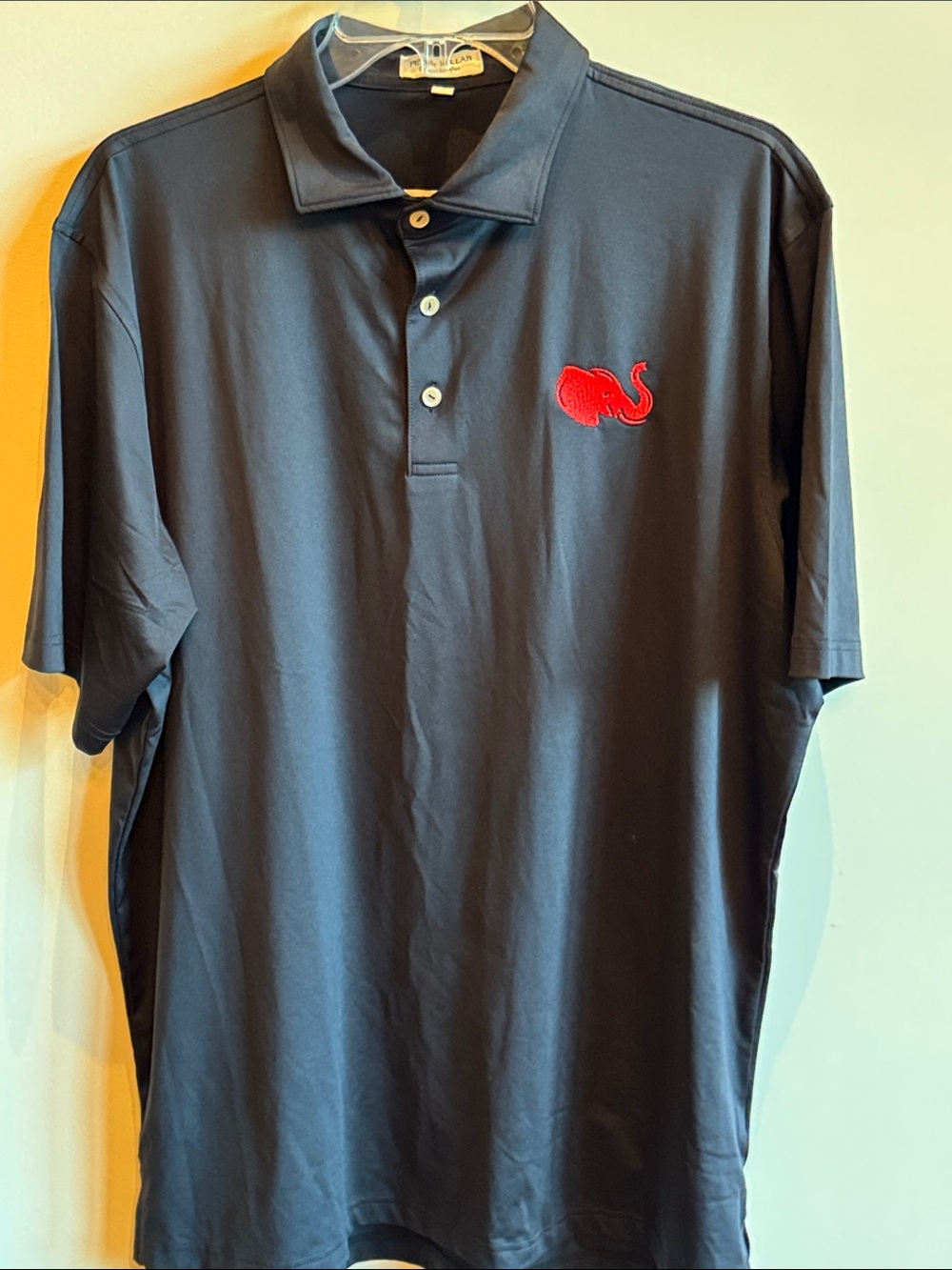 Peter Millar Navy Polo with Red Elephant Accent